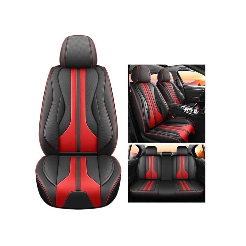 ZHENWANG Auto Schonbezüge für Peugeot 4008 2012-2017,Auto Sitzbezüge Sitzauflagen Set PU Leder wasserdichte Autositzschoner Sitzbezügesets Sitzschoner Innere Zubehör,A-Red-Standard Version von ZHENWANG