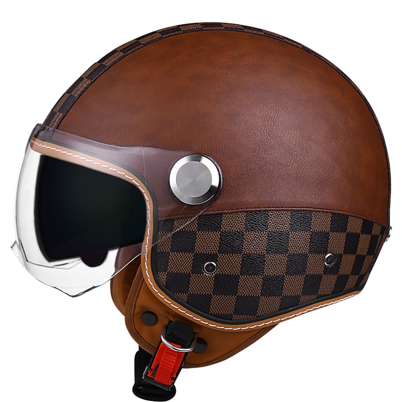 Four Seasons Open Face Motorradhelm, Herren Damen Doppelvisier Kleiner Helm, Leichter Atmungsaktiver Schnellverschluss Halbhelm Für Straßenmoped, ECE-Geprüft A,L(57-60CM) von ZHGAXING