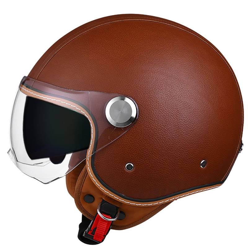 Four Seasons Open Face Motorradhelm, Herren Damen Doppelvisier Kleiner Helm, Leichter Atmungsaktiver Schnellverschluss Halbhelm Für Straßenmoped, ECE-Geprüft E,M(54-57CM) von ZHGAXING