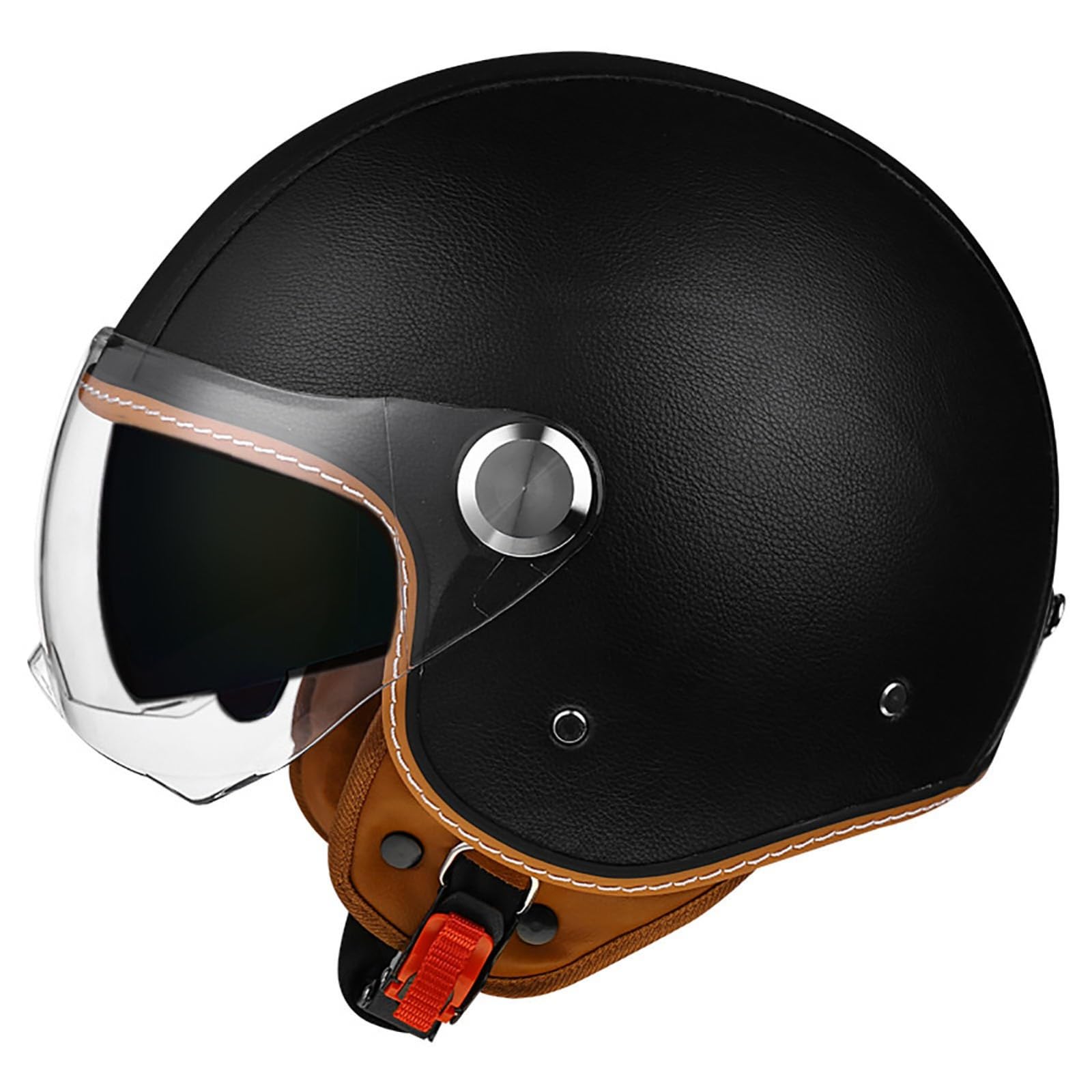 Four Seasons Open Face Motorradhelm, Herren Damen Doppelvisier Kleiner Helm, Leichter Atmungsaktiver Schnellverschluss Halbhelm Für Straßenmoped, ECE-Geprüft F,L(57-60CM) von ZHGAXING