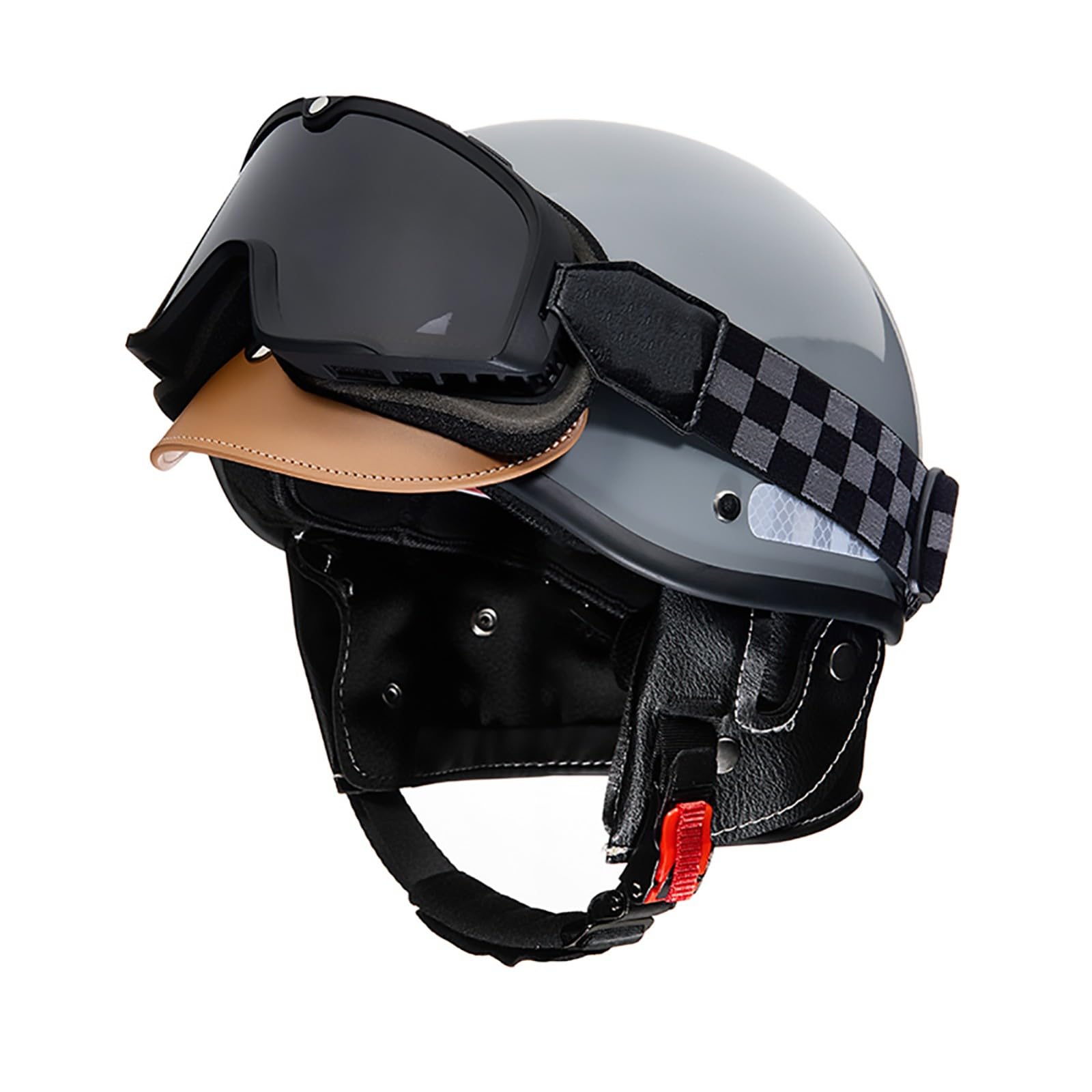 Halbhelme für Männer und Frauen, Retro-Helm mit Schutzbrille, Motorradhelme, DOT/ECE-zugelassener Cruiser, Chopper, Skateboard, Moped, offener Helm B,58-60CM von ZHGAXING