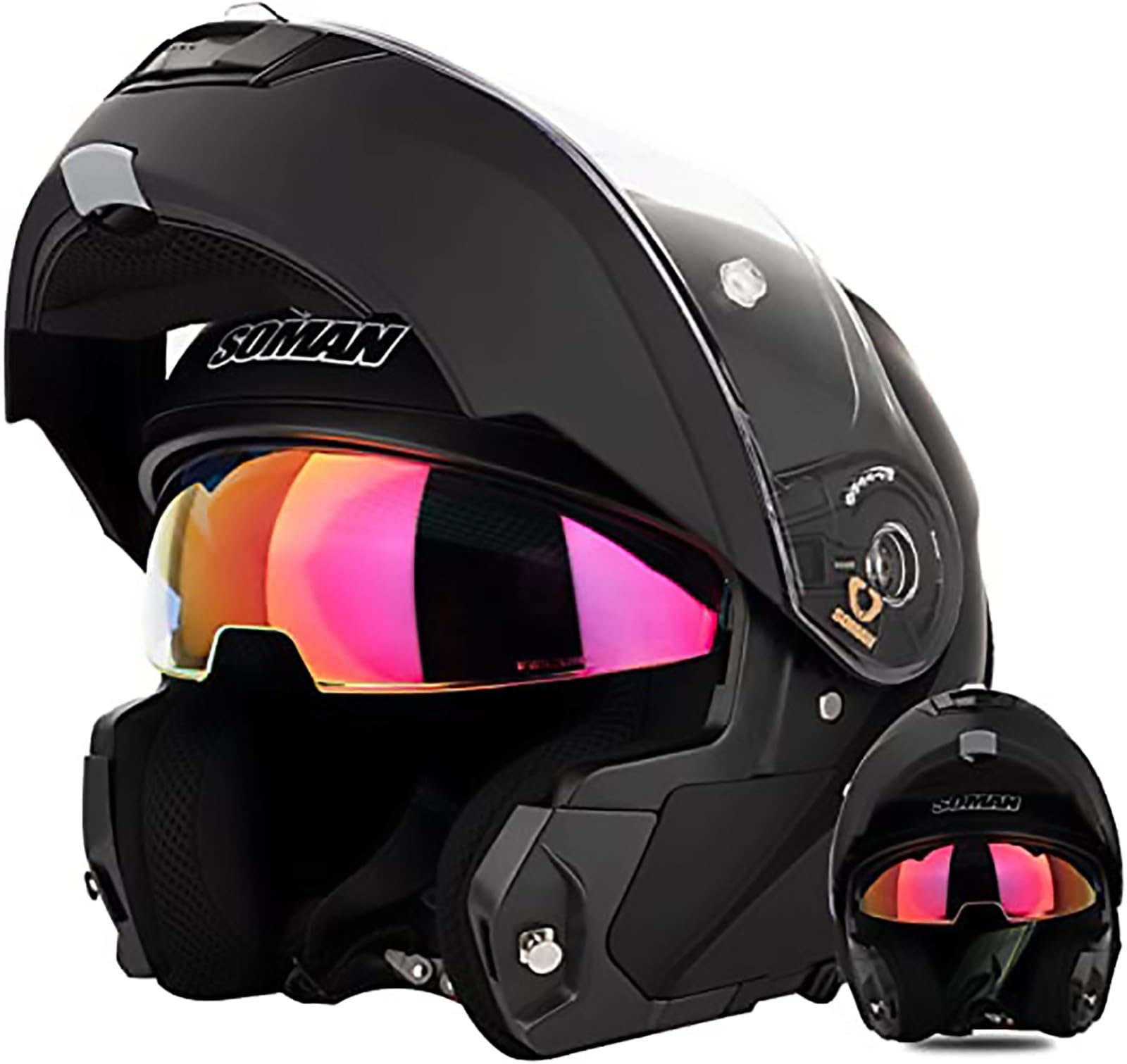 Integralhelme Flip-Up Mopedhelm Modular-Helm Rollerhelm Erwachsener Herren & Damen Motorrad-Helm Sturzhelm Klapphelm Full-Face Motorcycle Helmet ECE-Zertifizierung A,4XL=67-68CM von ZHGAXING