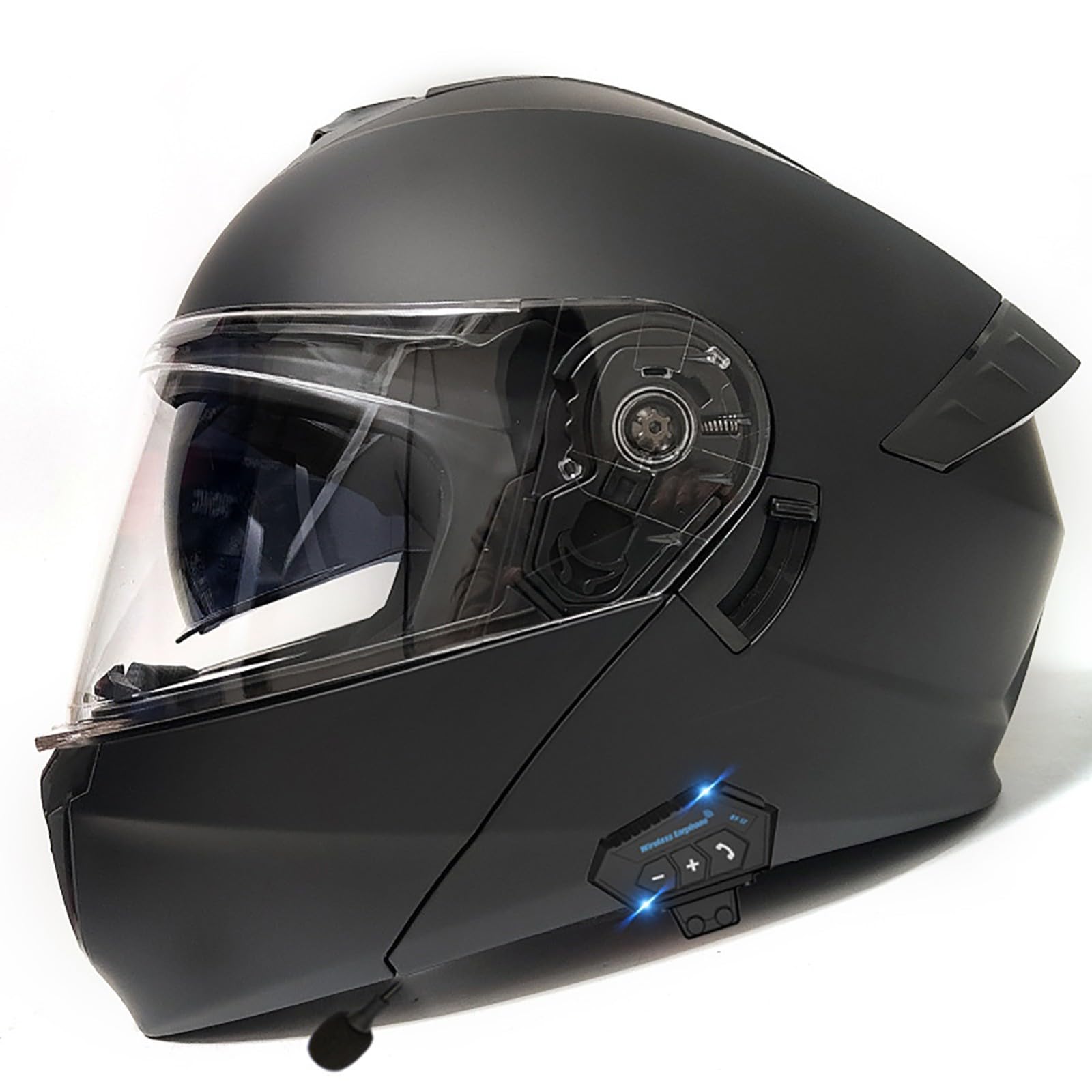 Klapphelm Mit Bluetooth Flip-Up Motorradhelm Helm Für Motorräder Integralhelme ECE-Zertifizierung Anti-Fog-Doppelspiegel Die Für Erwachsene Männer Frauen F,L=59-60CM von ZHGAXING