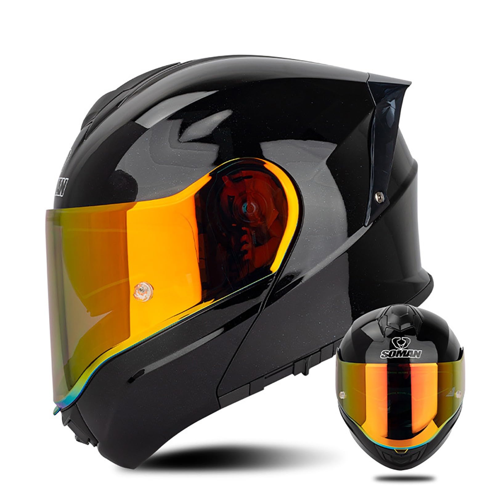 Leichter Integralhelm Für Motorradfahrer Mit Visier, Bequemer Motorrad-Mopedhelm Für Erwachsene Und Jugendliche, DOT/ECE-Geprüft, Unisex D,4XL=67-68CM von ZHGAXING