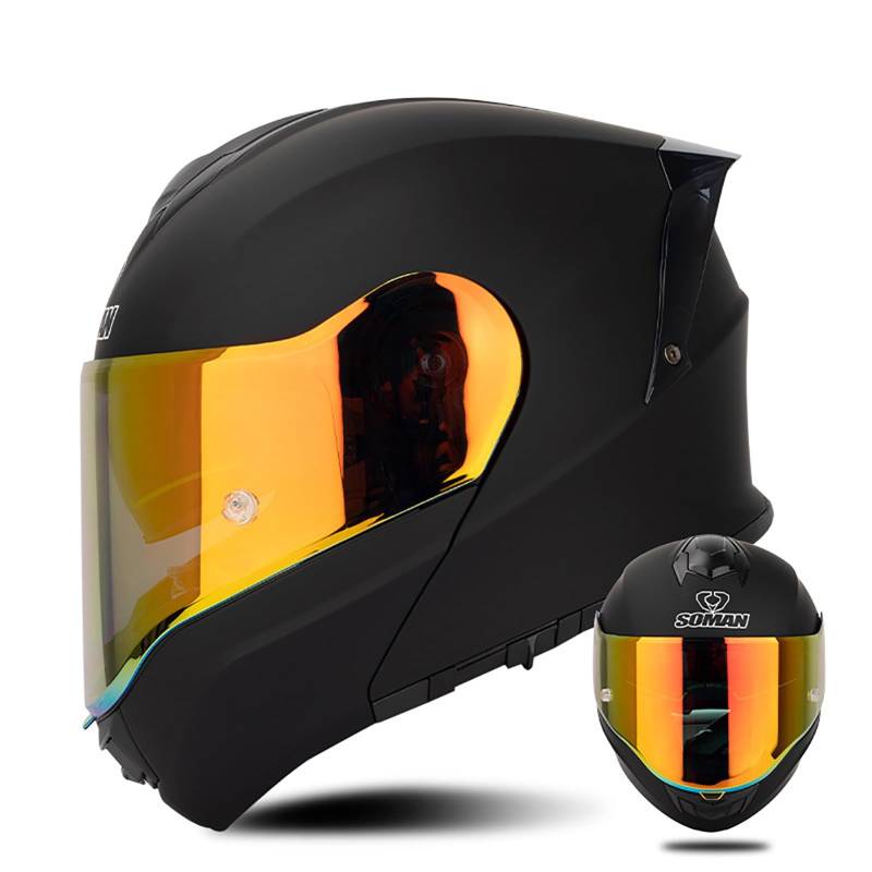 Leichter Integralhelm Für Motorradfahrer Mit Visier, Bequemer Motorrad-Mopedhelm Für Erwachsene Und Jugendliche, DOT/ECE-Geprüft, Unisex H,2XL=63-64CM von ZHGAXING