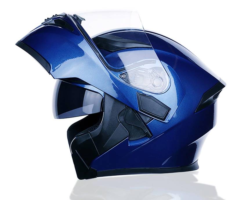 Modularer Hochklappbarer Motorradhelm Mit Antikollisionsschutz, ECE/DOT-Zertifiziert, Doppelte Sonnenblende, Für Erwachsene, Männer Und Frauen, Für Alle Jahreszeiten F,L=59-60CM von ZHGAXING