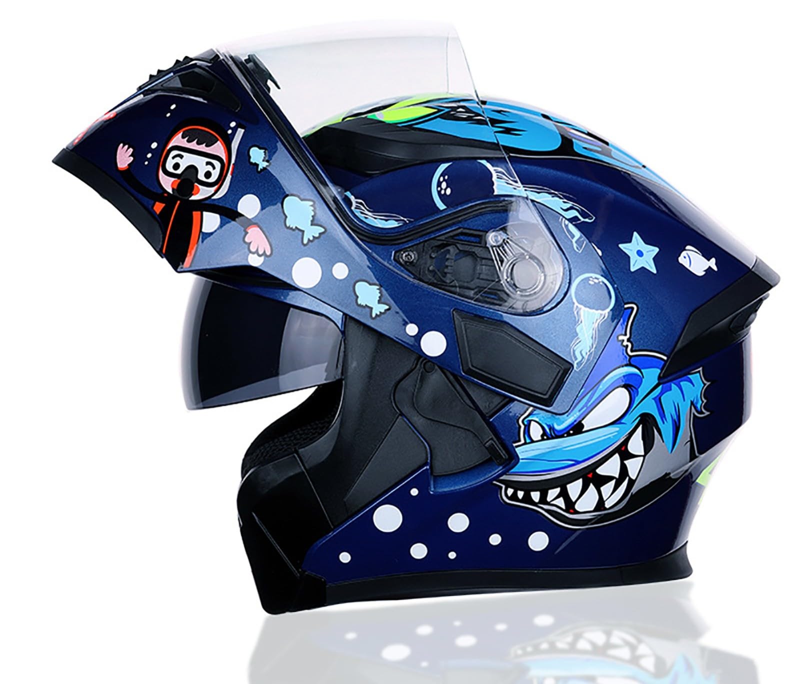 Modularer Hochklappbarer Motorradhelm Mit Antikollisionsschutz, ECE/DOT-Zertifiziert, Doppelte Sonnenblende, Für Erwachsene, Männer Und Frauen, Für Alle Jahreszeiten G,XL=61-62CM von ZHGAXING