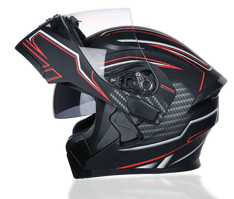 Modularer Hochklappbarer Motorradhelm Mit Antikollisionsschutz, ECE/DOT-Zertifiziert, Doppelte Sonnenblende, Für Erwachsene, Männer Und Frauen, Für Alle Jahreszeiten H,L=59-60CM von ZHGAXING