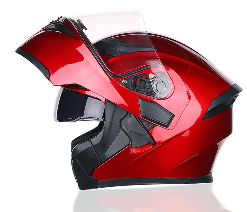 Modularer Integralhelm Für Motorradfahrer Mit Doppelvisier, Hochklappbarer Front-Motorradhelm Für Straßenmotorräder, Für Erwachsene, Männer Und Frauen, DOT/ECE-Geprüft A,M=57-58CM von ZHGAXING