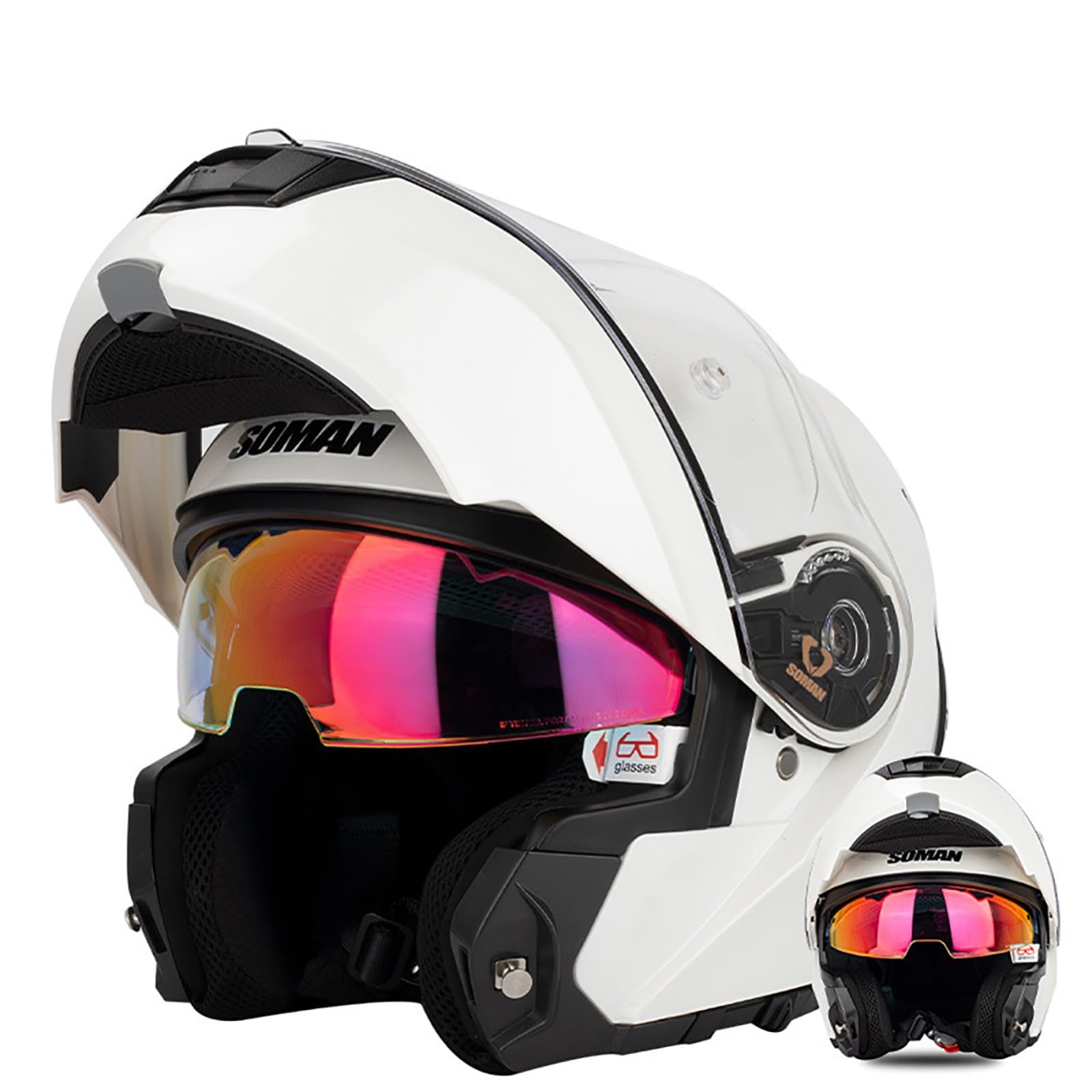 Modularer Motorradhelm, Integralhelm Mit Antibeschlag-Doppelvisier, Modularer Klapphelm Mit Front-Motorradhelm, ECE-Zulassung, Für Erwachsene Männer Und Frauen C,4XL=65-66CM von ZHGAXING