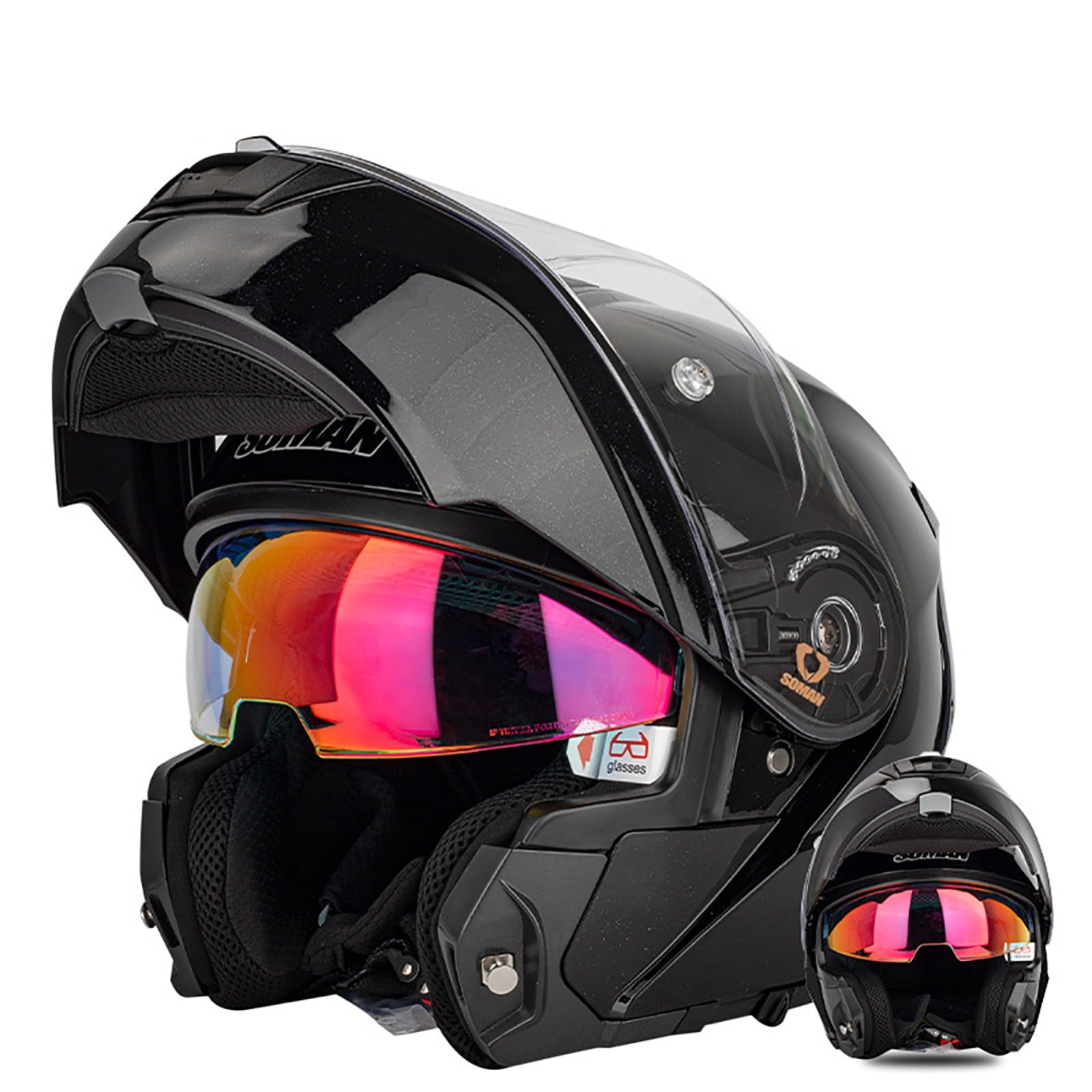 Modularer Motorradhelm, Integralhelm Mit Antibeschlag-Doppelvisier, Modularer Klapphelm Mit Front-Motorradhelm, ECE-Zulassung, Für Erwachsene Männer Und Frauen E,5XL=67-68CM von ZHGAXING