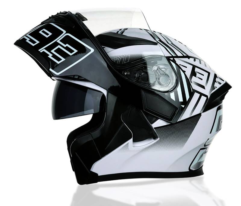 Modularer Motorradhelm Antibeschlag-Doppelvisier Leichter Integral-Klapphelm Motorradhelm Für Männer Und Frauen DOT/ECE-Zugelassener Straßenhelm B,XL=61-62CM von ZHGAXING