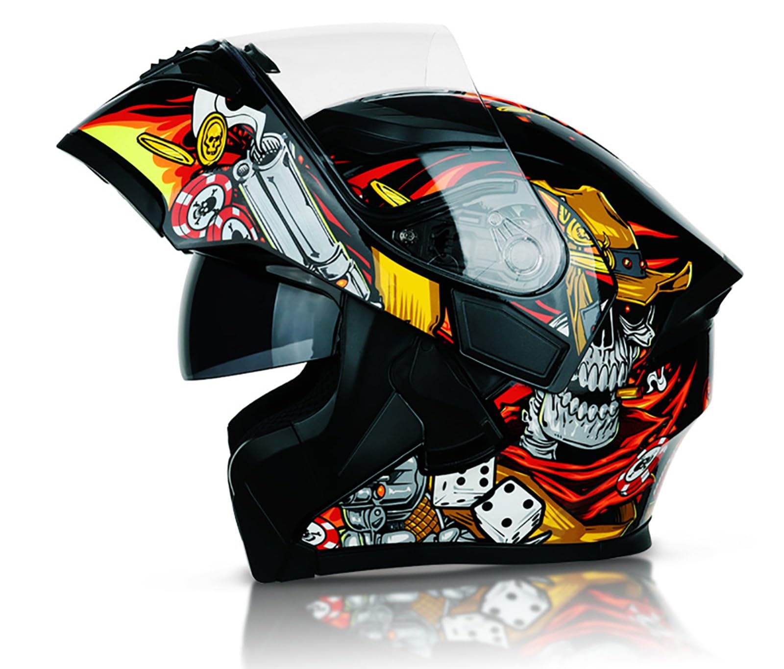 Modularer Motorradhelm Antibeschlag-Doppelvisier Leichter Integral-Klapphelm Motorradhelm Für Männer Und Frauen DOT/ECE-Zugelassener Straßenhelm F,M=57-58CM von ZHGAXING