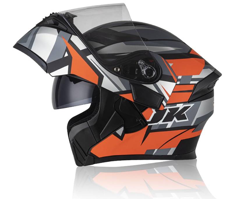 Modularer Motorradhelm Antibeschlag-Doppelvisier Leichter Integral-Klapphelm Motorradhelm Für Männer Und Frauen DOT/ECE-Zugelassener Straßenhelm H,L=59-60CM von ZHGAXING