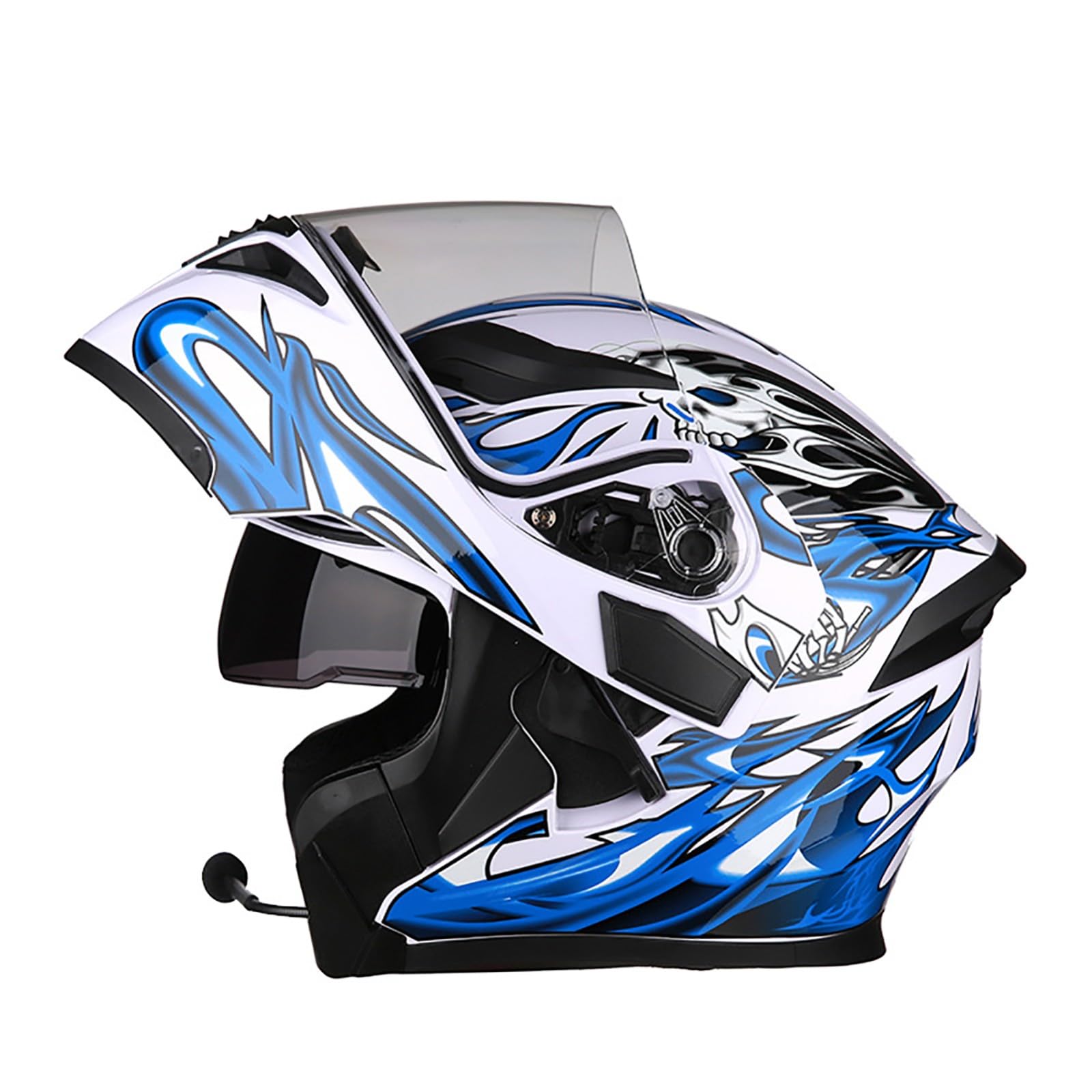 Motorradhelm Bluetooth Klapphelm DOT/ECE Zertifiziert Flip Vollvisierhelm Motorrad Schutzhelm Mit Doppelvisier Integrierter Helm Motocross Helm A,L=57-58CM von ZHGAXING