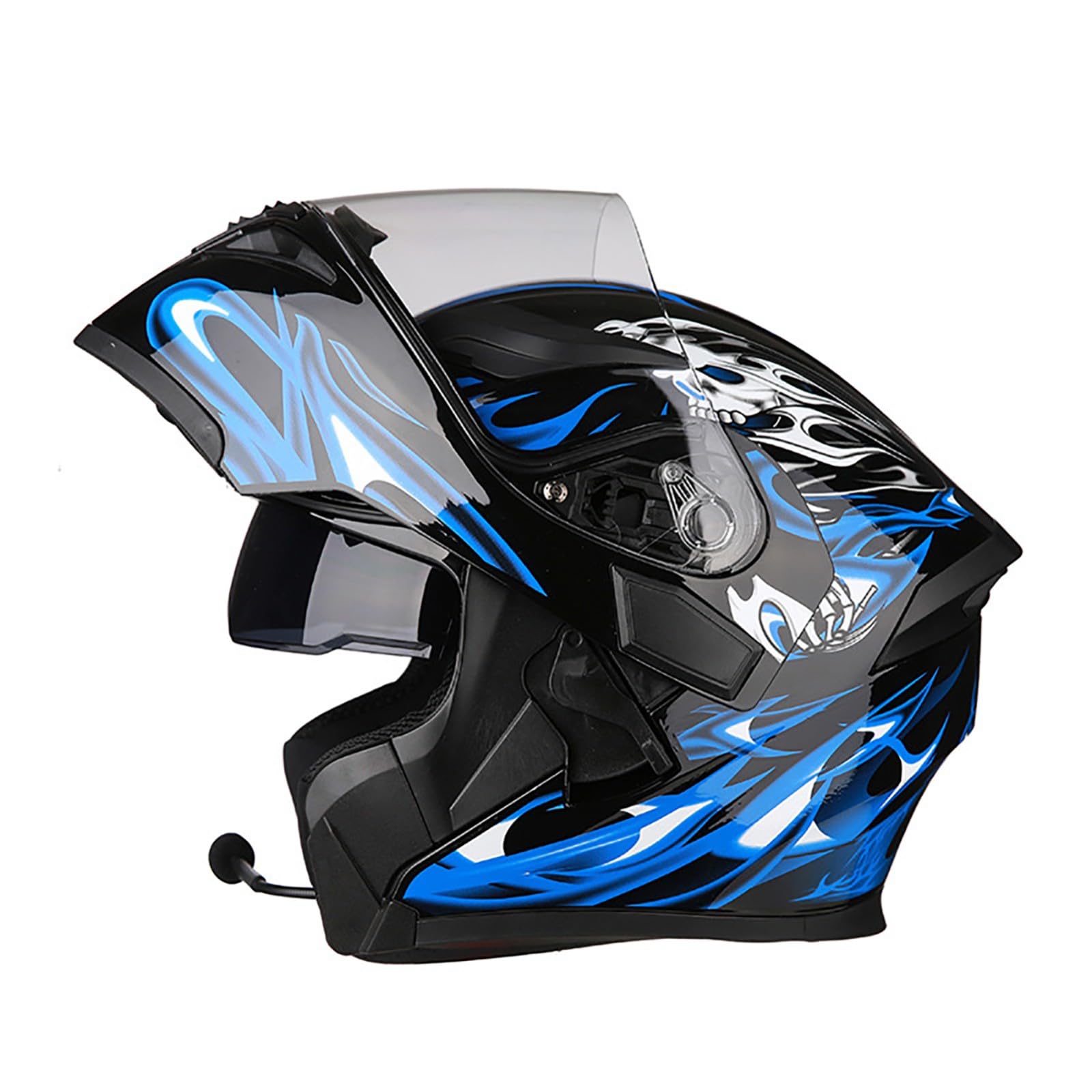 Motorradhelm Bluetooth Klapphelm DOT/ECE Zertifiziert Flip Vollvisierhelm Motorrad Schutzhelm Mit Doppelvisier Integrierter Helm Motocross Helm D,M=55-56CM von ZHGAXING