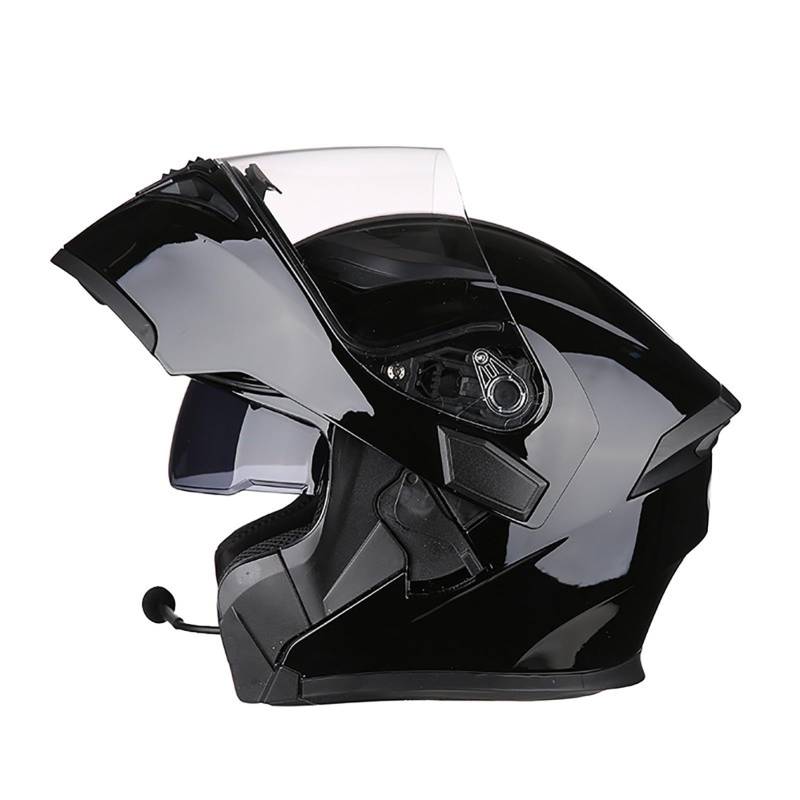 Motorradhelm Bluetooth Klapphelm DOT/ECE Zertifiziert Flip Vollvisierhelm Motorrad Schutzhelm Mit Doppelvisier Integrierter Helm Motocross Helm H,L=57-58CM von ZHGAXING