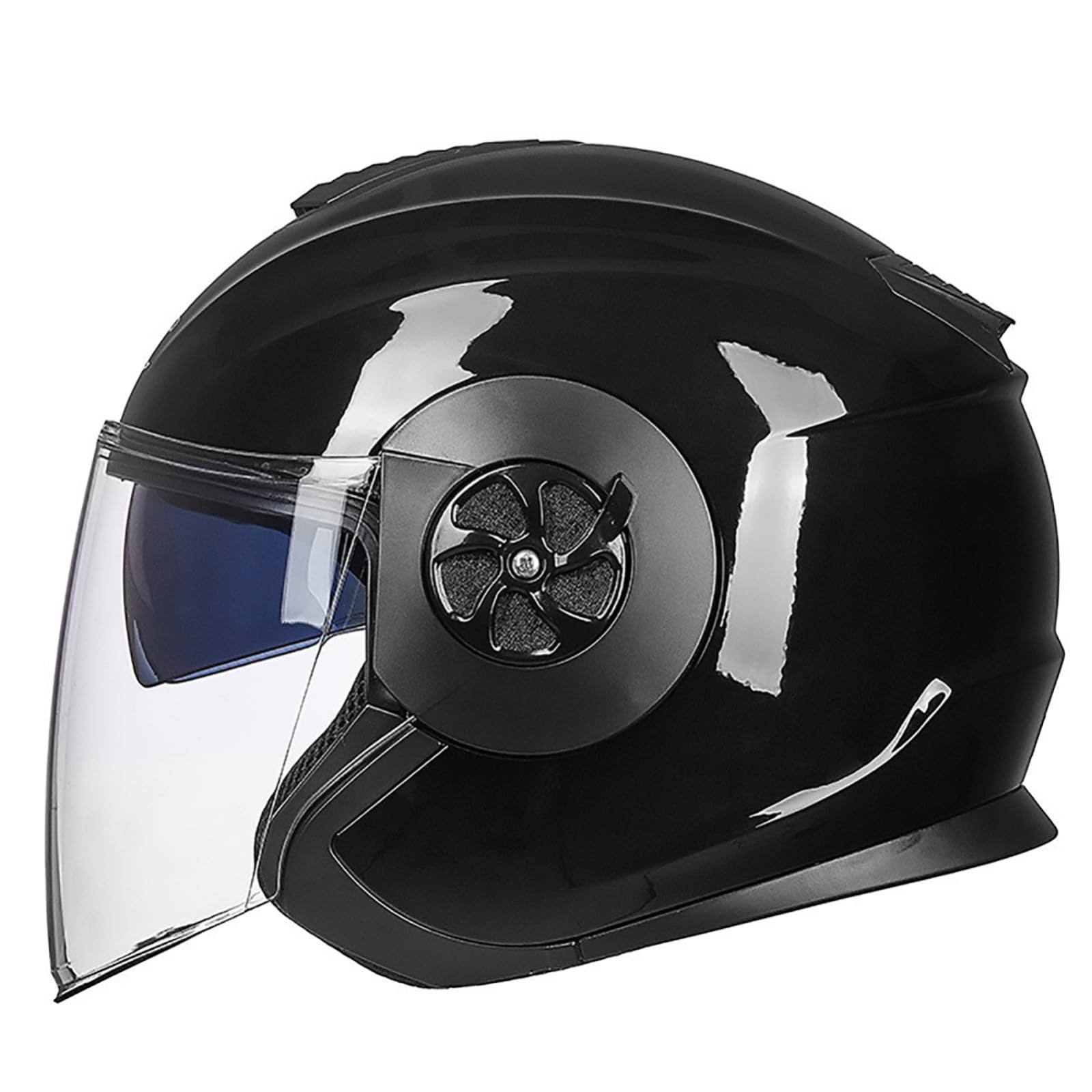 Offener Motorrad-Halbhelm Für Erwachsene, ECE-Geprüft, 3/4-Retro-Halbhelm Mit Visieren, Herren- Und Damen-Motorradhelm Für Moped, Cruiser, Elektro-Chopper, Roller E,L=58-59CM von ZHGAXING