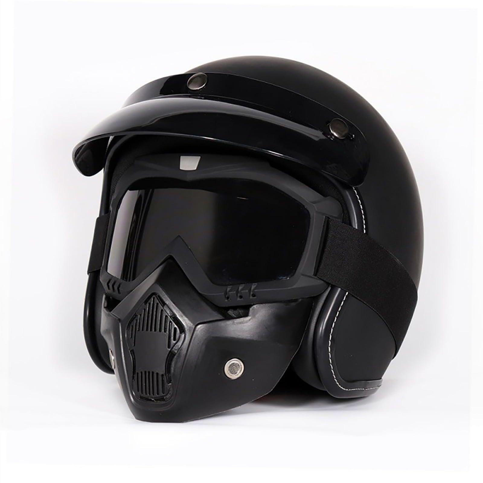 Retro-Motorrad-Jethelm, Offener 3/4-Jethelm Im Vintage-Stil Für Erwachsene Mit Schutzbrille, ECE/DOT-Zulassung Für Männer Und Frauen, Halbhelm Für Motorradfahrer, Straßenrollerhelm C,XXL=60-61CM von ZHGAXING