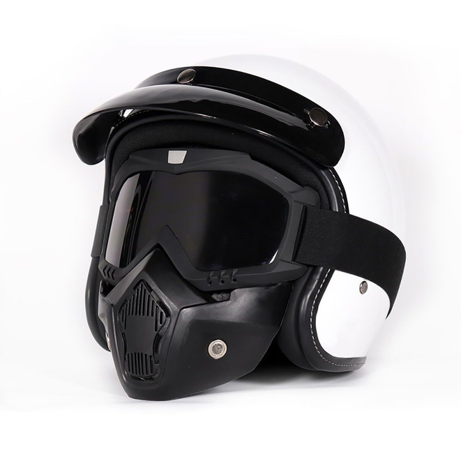 Vintage-Motorradhelm, Motorrad-Jethelm, ECE-Geprüfter 3/4-Halbhelm Mit Schutzbrille, Sturzhelm Für Erwachsene, Motorradhelm Für Männer Und Frauen, Mopedhelm C,L=56-57CM von ZHGAXING