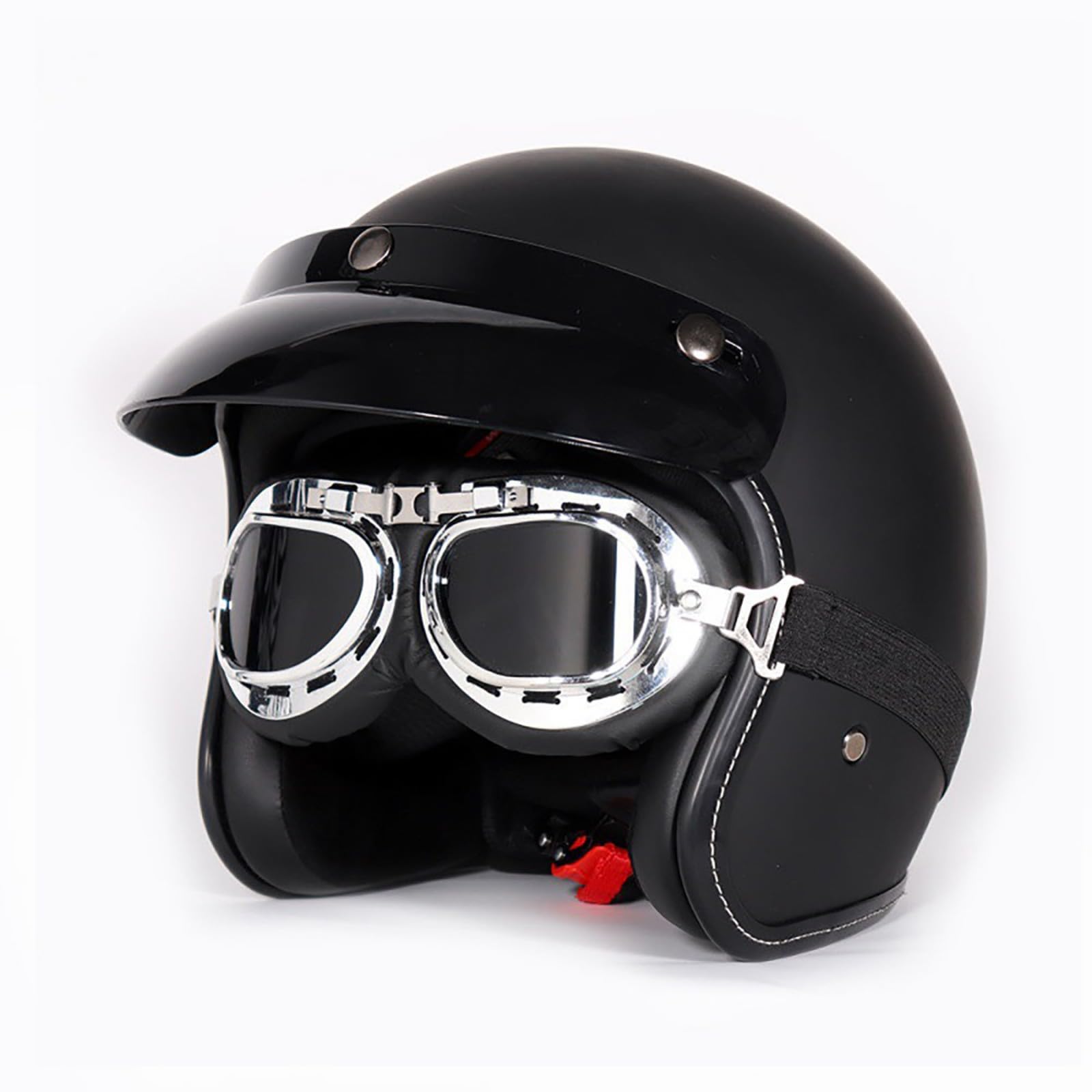 Vintage-Motorradhelm, Motorrad-Jethelm, ECE-Geprüfter 3/4-Halbhelm Mit Schutzbrille, Sturzhelm Für Erwachsene, Motorradhelm Für Männer Und Frauen, Mopedhelm F,L=56-57CM von ZHGAXING