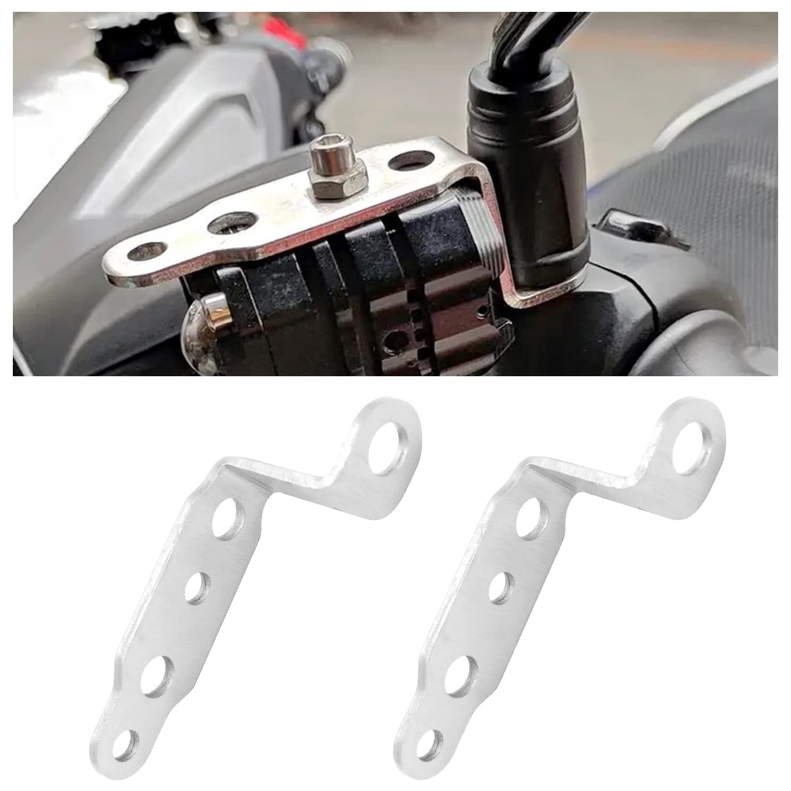 2Pcs Motorrad Scheinwerfer Halterung Silber Rückspiegel Nebelscheinwerfer Halterung Scheinwerfer Arbeit Licht Bar Verlängerung Halter für Offroad Motorrad Fahrrad LKW von ZHHXYanh