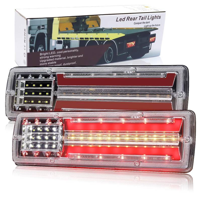 LED LKW Rücklichter LKW Bremslicht 24V LKW Rücklichter Blinker Rückfahrlicht Lauflicht Bernstein Weiß Rot LKW Lichter Außen LED Rückleuchten für Anhänger Pritsche LKW Traktor Camper 1 Paar von ZHHXYanh