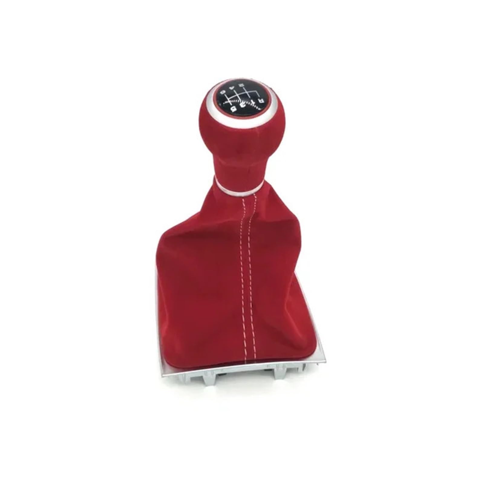 ZHINUAN Abdeckung for manuellen 5- und 6-Gang-Schaltknauf, passend for Volkswagen, passend for VW, passend for Golf 5 6 MK5 MK6 R32 GTI 04–09, mit Gamaschenmanschette, rotes Wildleder, Auto-Styling Sc von ZHINUAN