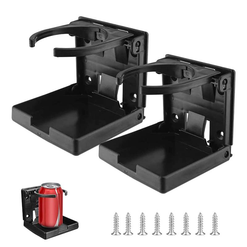 ZHIQIN 2 Stück Auto Getränkehalter klappbar Auto Flaschenhalter Universeller Kaffeebecherhalter Folding Drink Holders Becherhalter für Boot KFZ aus Kunststoff,Schwarz von ZHIQIN