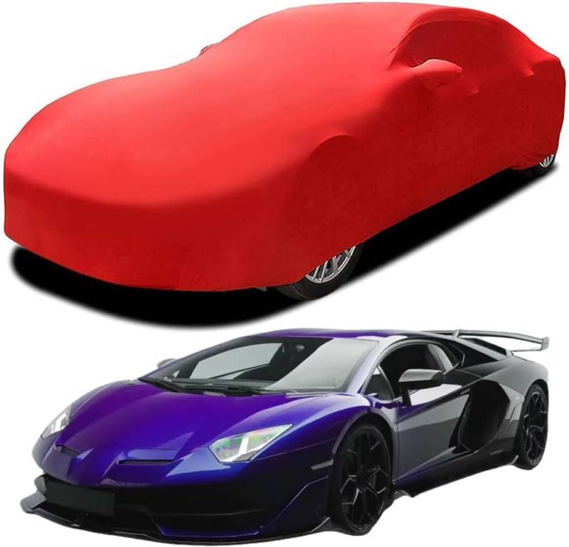 Autoschutzhülle, Autoabdeckung, Autozubehör, Autoplane, Stretch-Baumwolle, Kratzfest – geeignet für Lamborghini Aventador SVJ,Red von ZHJYFC66