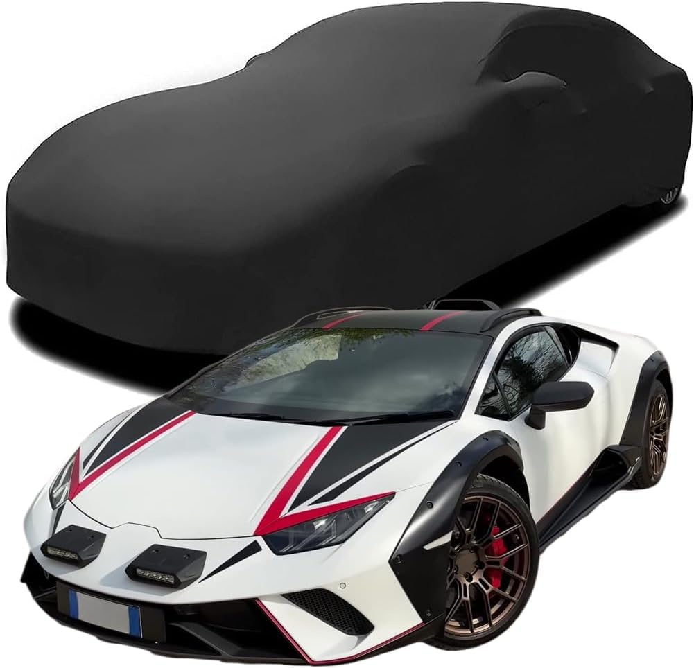 Autoschutzhülle, Autoabdeckung, Autozubehör, Autoplane, Stretch-Baumwolle, Kratzfest – geeignet für Lamborghini Huracan Sterrato V10 2024 2025,Black von ZHJYFC66