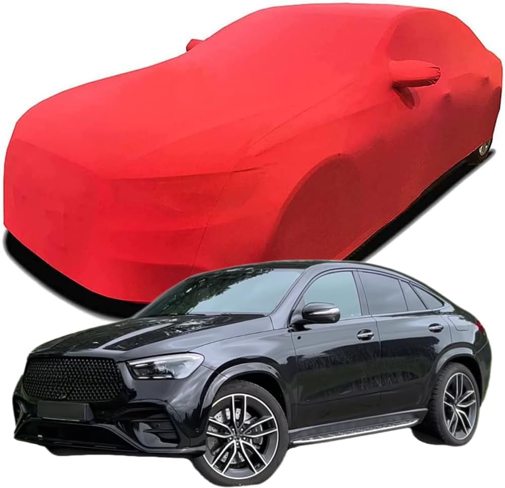 Autoschutzhülle, Autoabdeckung, Autozubehör, Autoplane, Stretch-Baumwolle, Kratzfest – geeignet für Mercedes-Benz GLE450d Coupe Sport Crossover SUV 2024 2025,Red von ZHJYFC66