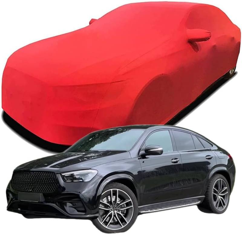 Autoschutzhülle, Autoabdeckung, Autozubehör, Autoplane, Stretch-Baumwolle, Kratzfest – geeignet für Mercedes-Benz GLE450d Coupe Sport Crossover SUV 2024 2025,Red von ZHJYFC66