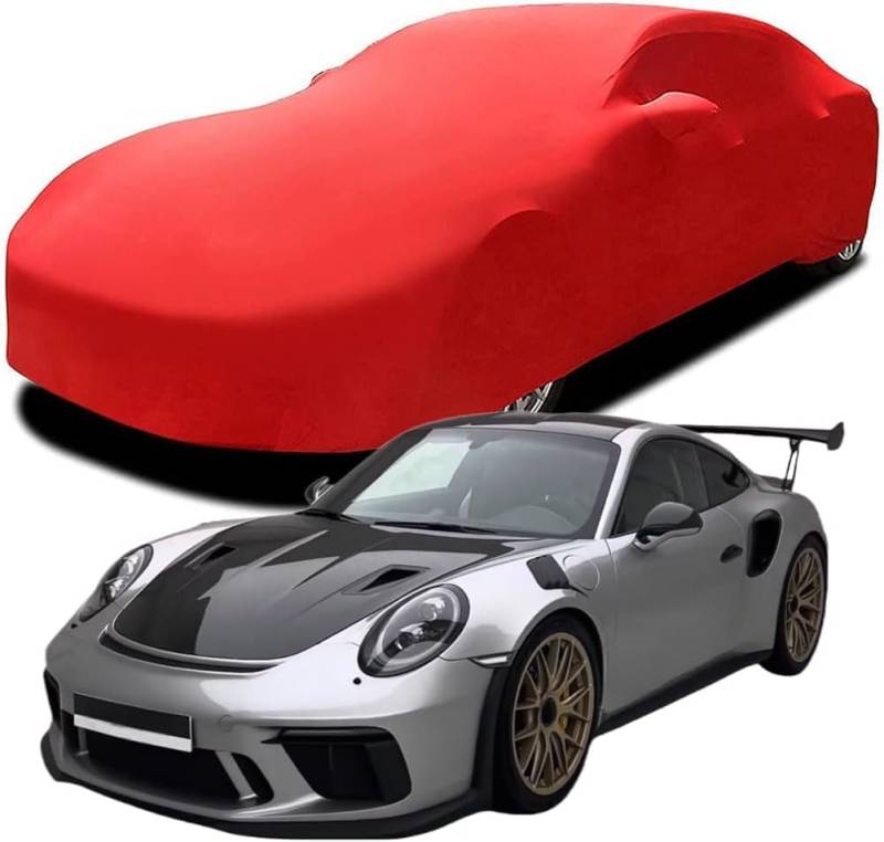 Autoschutzhülle, Autoabdeckung, Autozubehör, Autoplane, Stretch-Baumwolle, Kratzfest – geeignet für Porsche 911 (991.2) GT3 RS Weissach 2019,Red von ZHJYFC66