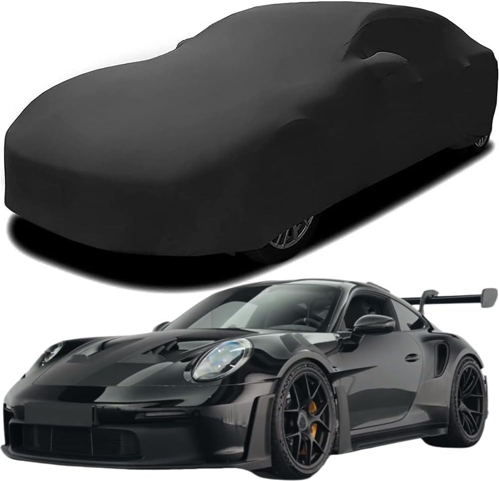 Autoschutzhülle, Autoabdeckung, Autozubehör, Autoplane, Stretch-Baumwolle, Kratzfest – geeignet für Porsche 992 GT3RS 2024 2025,Black von ZHJYFC66