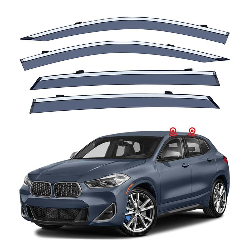 4 Stück Auto Fenster Visier Regenschutz Windabweiser für BMW X2 F39 2018 2019 2020 2021 2022, Regen Windabweiser Protection Exterieur Zubehör von ZHMWT
