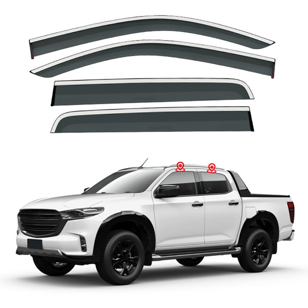 4 Stück Auto Fenster Visier Regenschutz Windabweiser für Mazda BT-50 TF 2021 2022 2023 2024, Regen Windabweiser Protection Exterieur Zubehör von ZHMWT