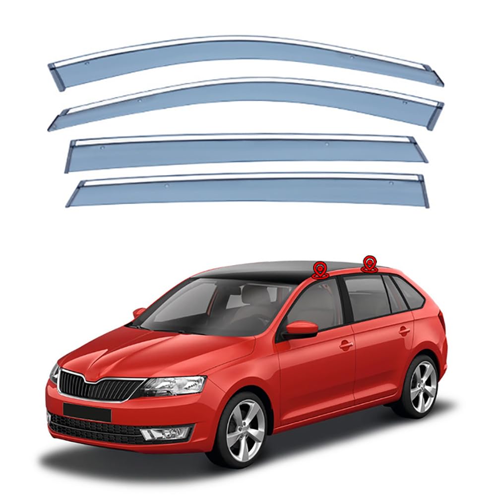 4 Stück Auto Fenster Visier Regenschutz Windabweiser für Skoda Rapid Spaceback 2014 2015 2016-2019, Regen Windabweiser Protection Exterieur Zubehör von ZHMWT