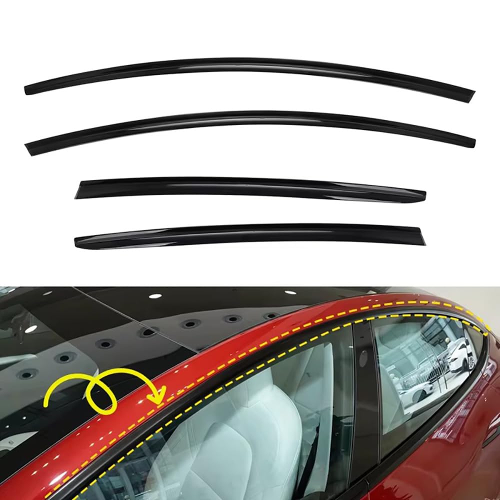 4 Stück Auto Fenster Visier Regenschutz Windabweiser für Tesla Model Y 2020 2021 2022 2023, Regen Windabweiser Protection Exterieur Zubehör von ZHMWT