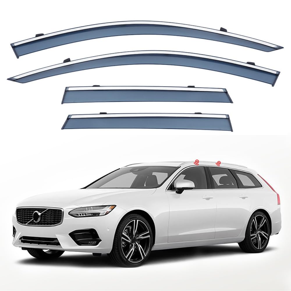 4 Stück Auto Fenster Visier Regenschutz Windabweiser für Volvo V90 2018 2019 2020 2021 2022, Regen Windabweiser Protection Exterieur Zubehör von ZHMWT