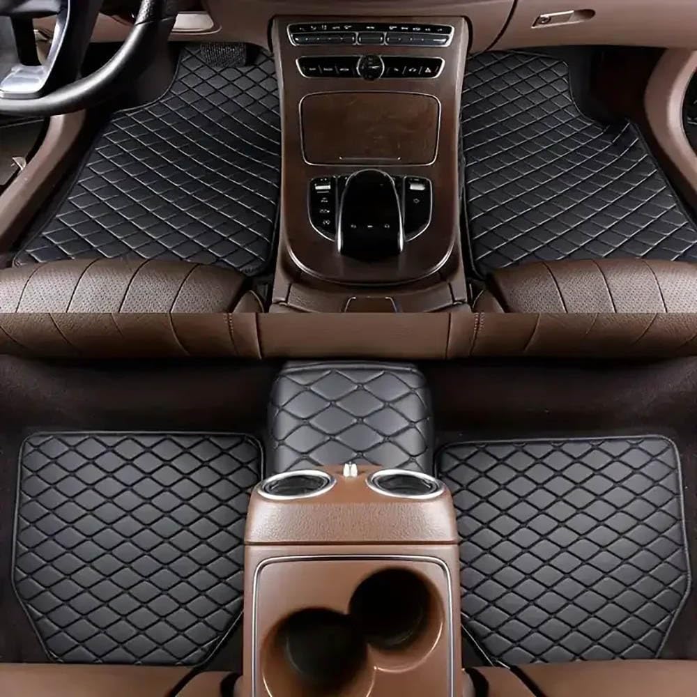 5 Stück Leder Auto Fußmatten für Mercedes Benz EQS SUV 450 580 2022 2023 2024 2025 wasserdichte rutschfeste Fußpolster Schutz Teppich Innenzubehör,Black von ZHMWT