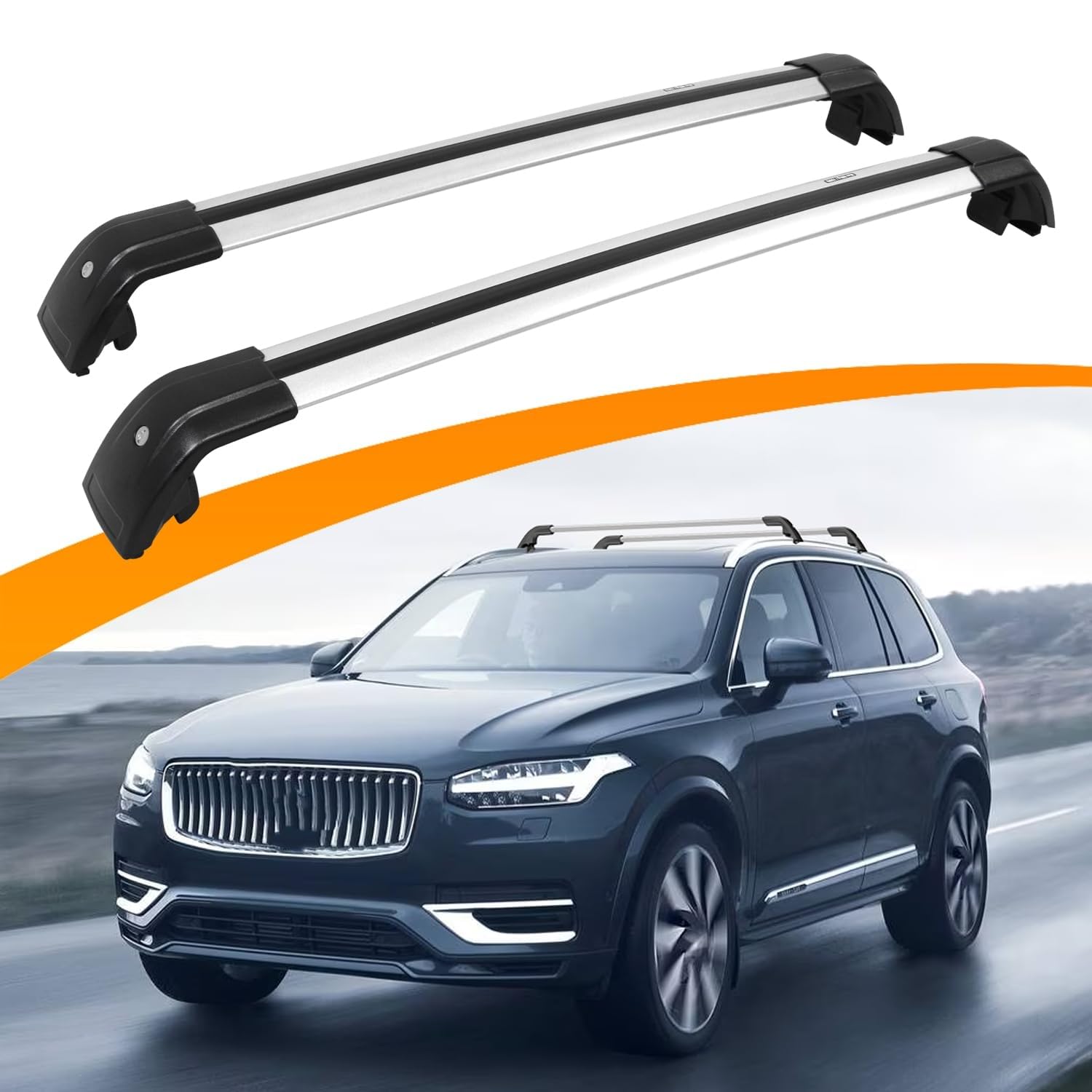 2 Stück Auto Aluminium Querträger Dachträger für Volvo XC90 2015-2023, Dachträger Querträger Transport DachbüGel Langlebig Gebrauch Gepäckträger Zubehör von ZHOUFUDA