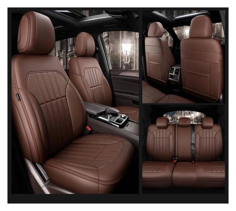 ZHQDRCY Autositzkissen Für Benz W204 W205 W211 W203 W246 Custom Fit Autozubehör Sitzbezug 5 Sitze Komplettset Leder Spezifisch Sitzschoner Schonbezug(Coffee) von ZHQDRCY