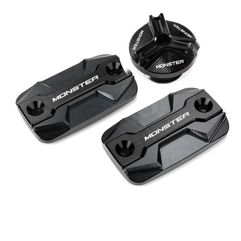 Für DUCATI MONSTER 600 620 M600 M620 2001-2004 Motorradzubehör Bremsflüssigkeitsbehälter Deckt Motoröleinfülldeckel Ab(COMBO-Black) von ZHSBAG