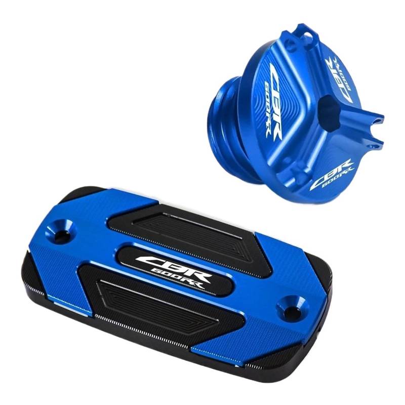 Für HONDA CBR600RR CBR 600 RR 2003-2006 Motorräder Zubehör Vorne Brems Flüssigkeit Reservoir Abdeckung & Motor Öl Füllstoff Kappe(Blue) von ZHSBAG