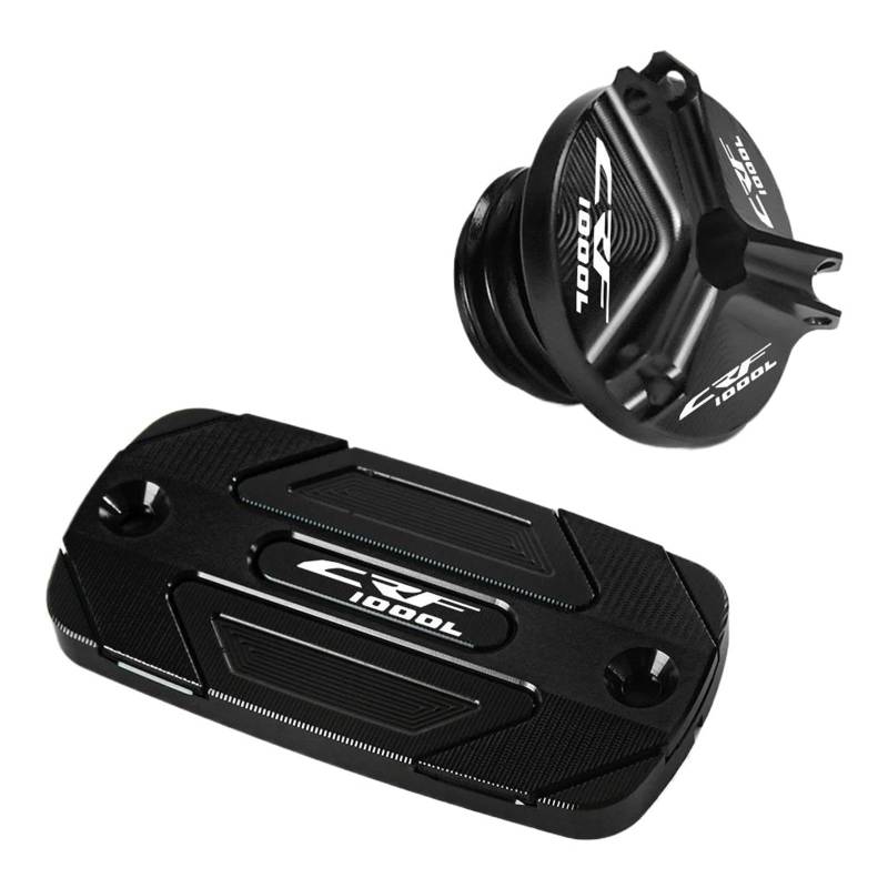 Für Honda CRF1100L AfricaTwin CRF1000L CRF 1100 L Zubehör Vorne Brems Flüssigkeit Reservoir Abdeckung & Motor Öl Füllstoff Kappe(CRF1000L-Black) von ZHSBAG