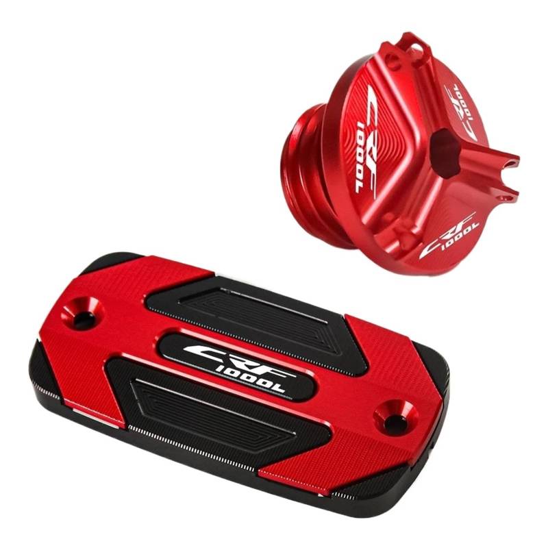 Für Honda CRF1100L AfricaTwin CRF1000L CRF 1100 L Zubehör Vorne Brems Flüssigkeit Reservoir Abdeckung & Motor Öl Füllstoff Kappe(CRF1000L-Red) von ZHSBAG