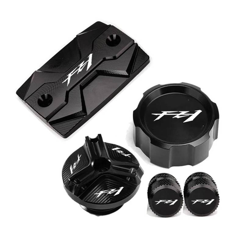 Für YAMAHA FZ1 FAZER FZ-1 2006-2015 Motorradzubehör Vorne Hinten Bremsflüssigkeitsbehälterdeckel Öleinfülldeckel Reifenventilkappe(Combo-Black) von ZHSBAG