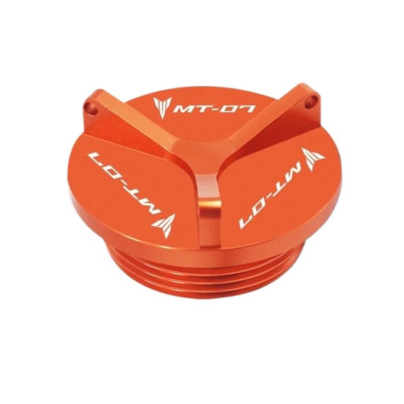 Motorrad Motor Öl Ablauf Stecker Sump Mutter Tasse Stecker Abdeckung Kappe Schraube Für Yamaha MT07 FZ-07 2014-2021 Öl Filter Kappe Schraube(Orange) von ZHSBAG