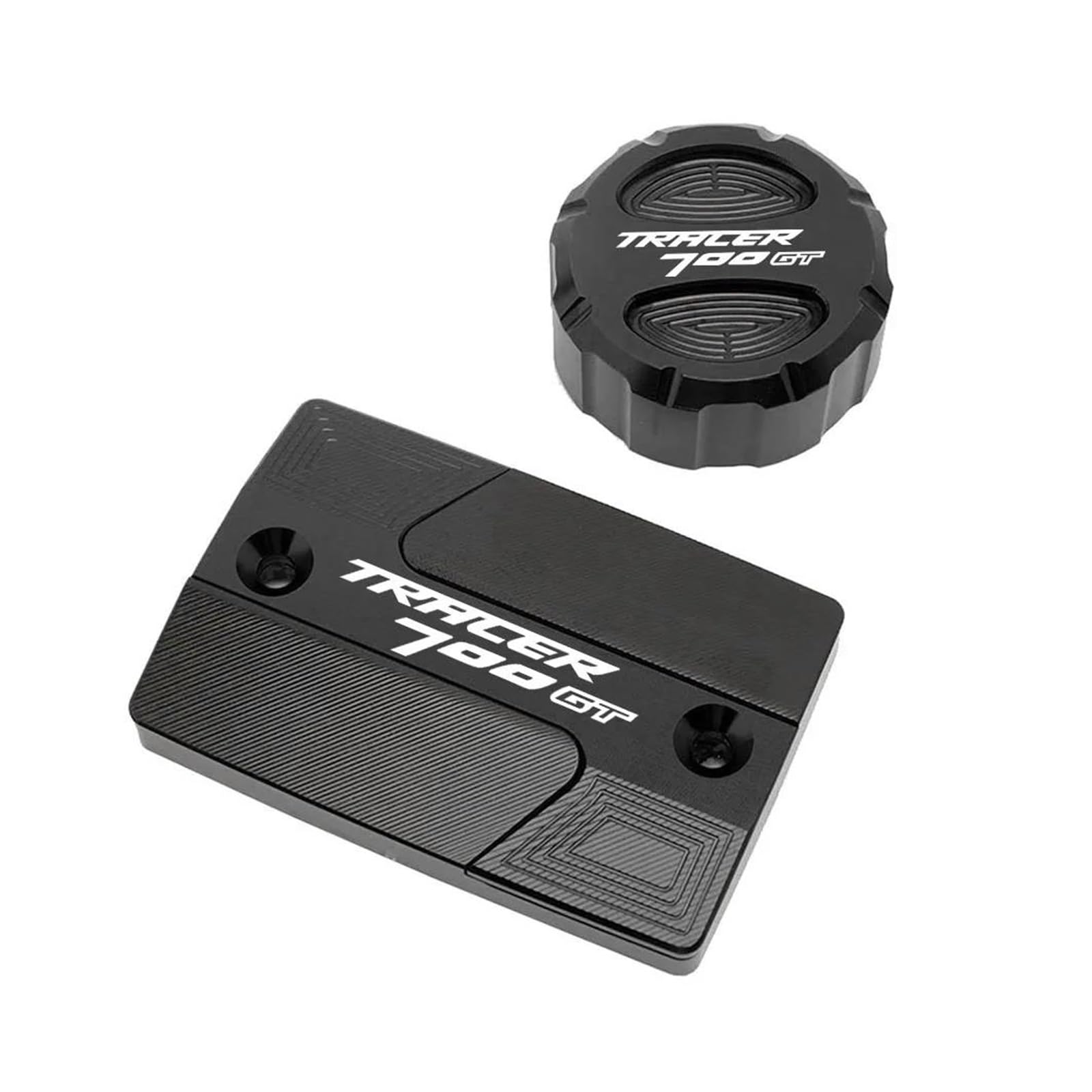 Vorne Hinten Brems Flüssigkeit Reservoir Abdeckung Motoröl Kappe Für Yamaha Tracer 700GT TRACER700GT 2015-2021 Motorrad CNC Zubehör(1 pair Black) von ZHSBAG